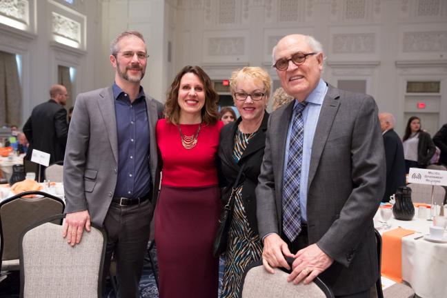 Multnomah County Chair Deborah Kafoury poses with her family before her 2017 State of the County speech: husband Nik Blosser, from left, stepmother Marge Kafoury and father Stephen Kafoury.