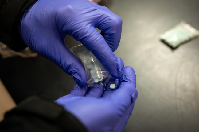 Counterfeit pills containing fentanyl, seized by the Multnomah County Sheriff's Office