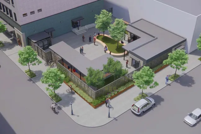 Courtyard rendering of the planned Behavioral Health Resource Center