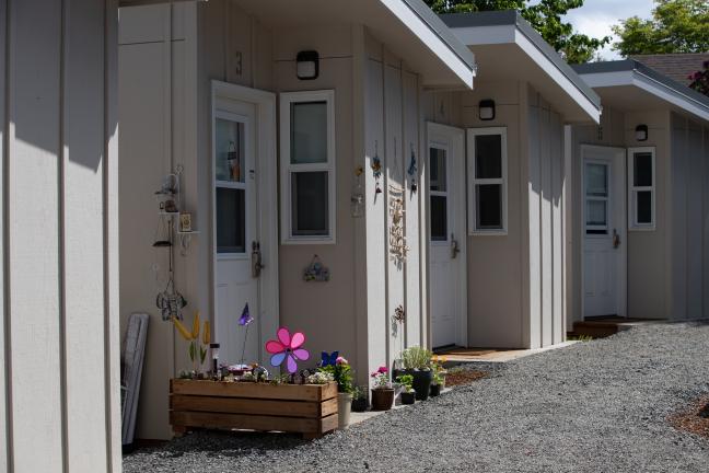 A view of some of the 19 sleeping pods at the St. Johns Village on May 21, 2021.