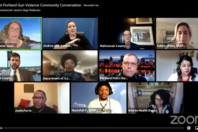 Over 120 community members listened Monday, April 26, as Commissioner Jessica Vega Pederson and a panel of local experts and community advocates took part in a crucial conversation about the recent increase in gun violence in east County. 