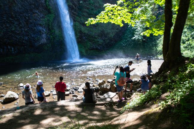 Horsetail falls on a hot June day