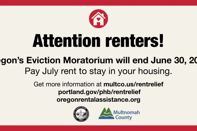 image alerting people that the eviction moratorium expires June 30, 2021