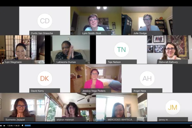 Screenshot of Mental Health Proclamation panelists clapping after adoption of the proclamation