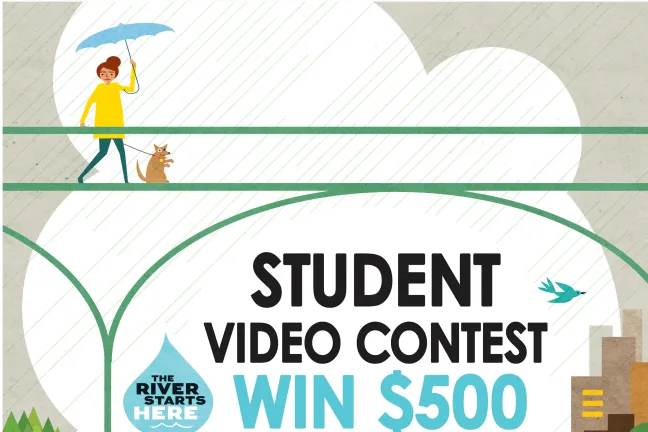 Afiche del concurso de vídeos estudiantiles "El río empieza aquí"