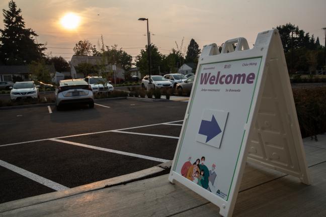 Photo outside of new cooling center location in Southeast Portland