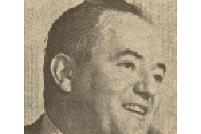 Black and white close up photograph of Hubert Humphrey used for voters pamphlets