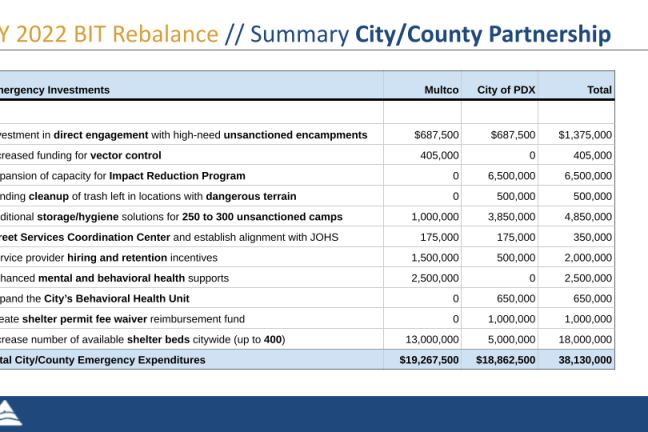 An image of a PowerPoint detailing the $38 million budget rebalance