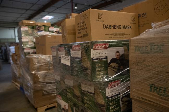 Cold weather supplies for distribution at a severe weather shelter, Dec. 23, 2021