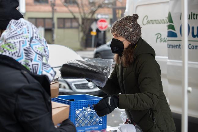 Multnomah County’s Department of Community Justice’s Mental Health Unit's Averyl Growden helps community members.