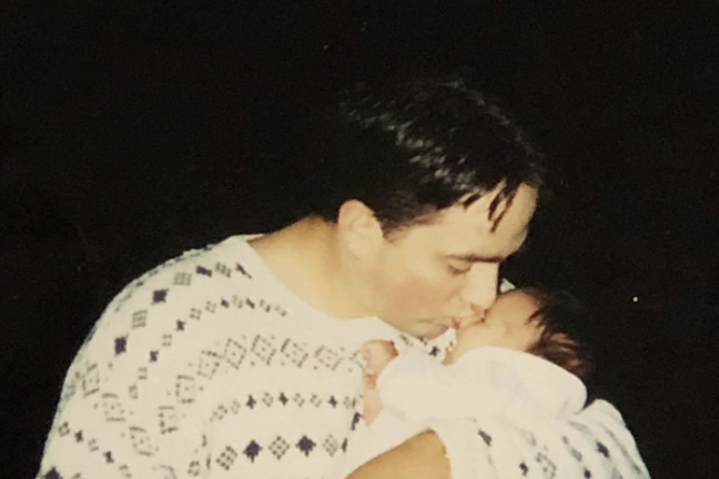 Michael Bowen with his baby daughter