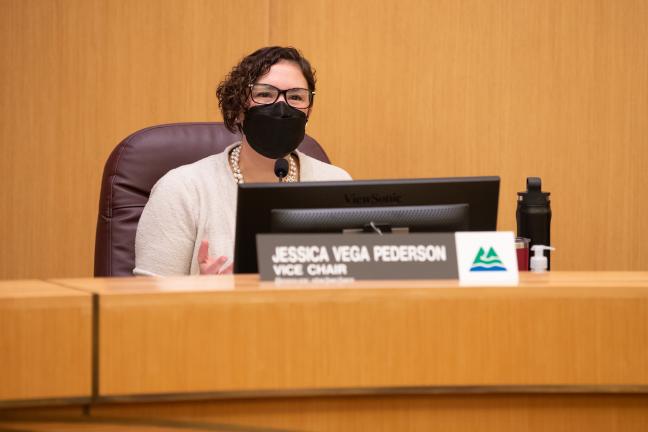 Commissioner Vega Pederson at the Jan. 13 Board meeting.