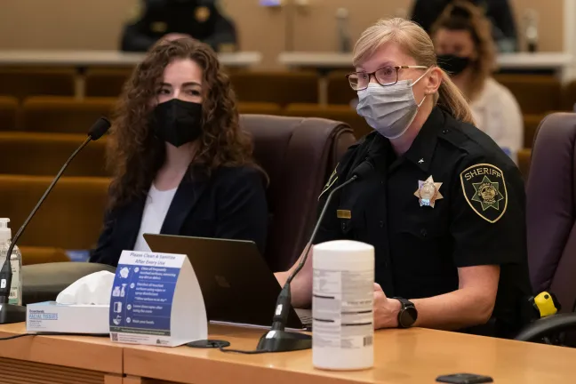 From left: Leah Drebin, Public Health/Behavioral Health Reimagine Community Coordinator and Multnomah County Undersheriff Nicole Morrisey-O’Donnell.
