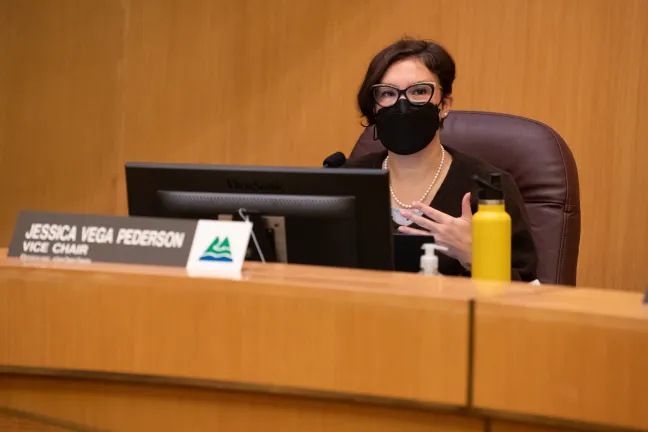 Commissioner Vega Pederson at the Jan 18 Board briefing on the Trimet Transit response team.