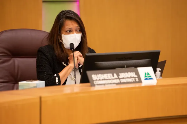 Commissioner Jayapal at the Jan. 18 Board briefing.