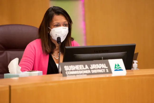 Commissioner Jayapal at the Jan. 20 Board meeting.