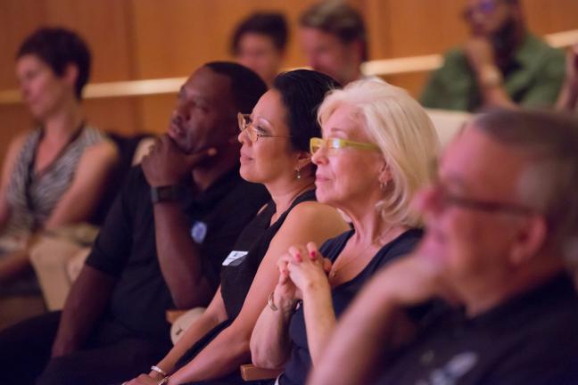 (From left) POIC + Rosemary Anderson High School President & CEO Joe McFerrin, Commissioner Lori Stegmann, and staff attended the Masters Seminar at Portland Art Museum.