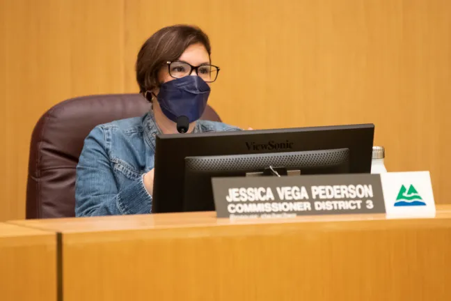 Commissioner Vega Pederson at the Feb. 10 Board meeting.