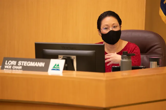 Commissioner Lori Stegmann at the Feb. 10 Board meeting.