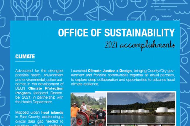 2021 Office of Sustainability Accomplishments Summary, page 1