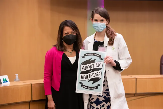 Commissioner Susheela Jayapal with Dr. Abigail Liberty.