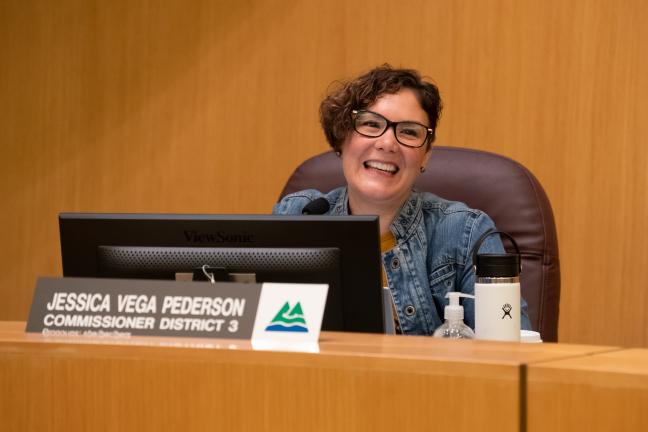 Commissioner Vega Pederson at a recent Board meeting.