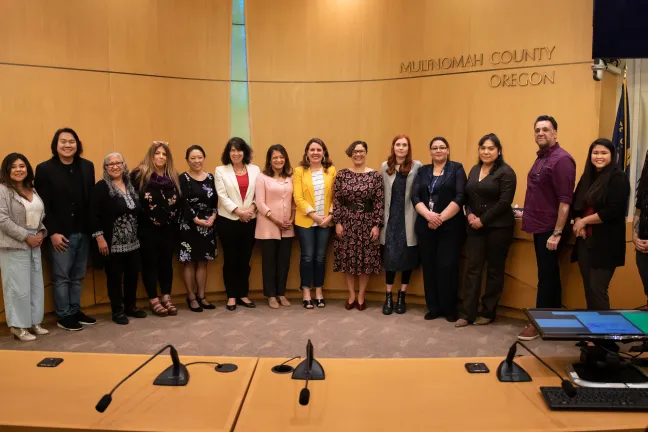 Junta de Comisionados y trabajadores de salud comunitarios