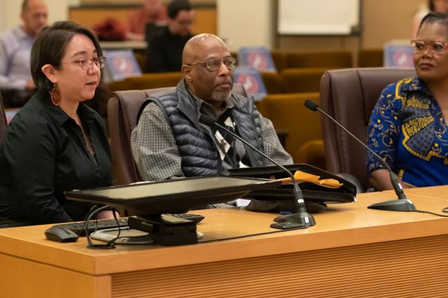 From left: Mercedes Elizalde, Billy Anfield with Central City Concern and Erika Preuitt, director of the Department of Community Justice.