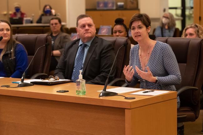 From left: Lisa Bender, Oregon Department of Human Services, Tom Cleary, Multnomah County District Attorney's Office and Jenny Gilmore Robertson with Cares NW.