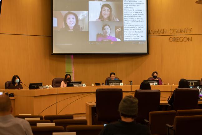 Multnomah County Board of Commissioners joined by community leaders to celebrate and recognize the achievements during Asian, Asian American, Native Hawaiian and Pacific Islander Heritage Month.