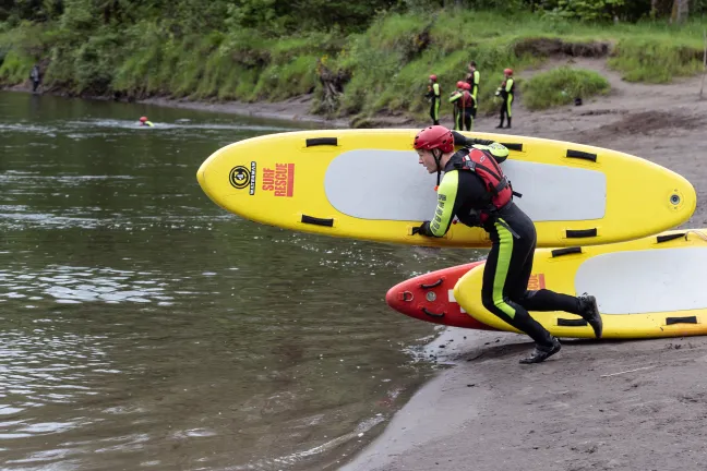 River rescue teams conduct a training demonstration during the event.
