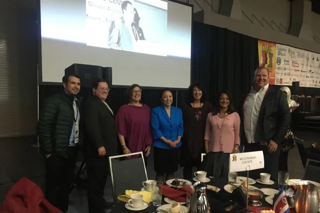 Commissioners Vega Pederson, Stegmann, Meieran and Jayapal join County leaders at the Oregon Association of Minority Entrepreneurs.