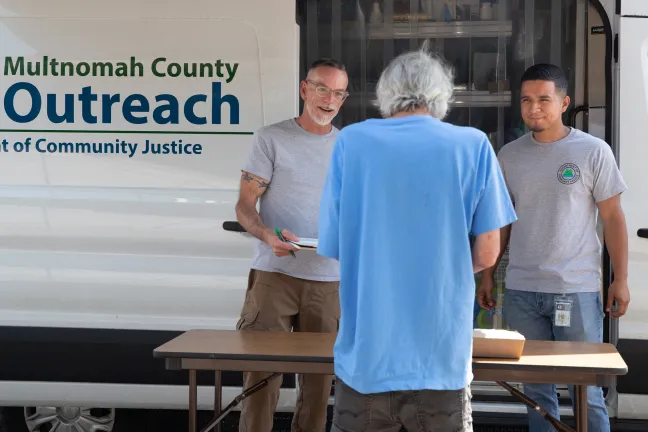 Multnomah County’s Department of Community Justice’s Mental Health Mobile Unit providing outreach as community faces prolonged heat wave