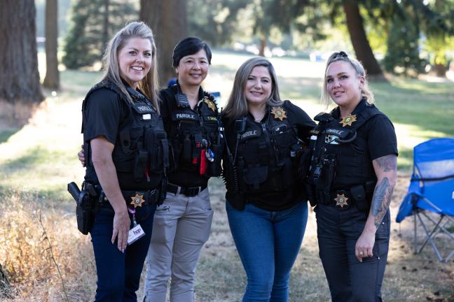 From left: Multnomah County Department of Community Justice parole and probation officers Jamie Tynan, Thanh Dang, Laura Vejar and Amie Kellogg.