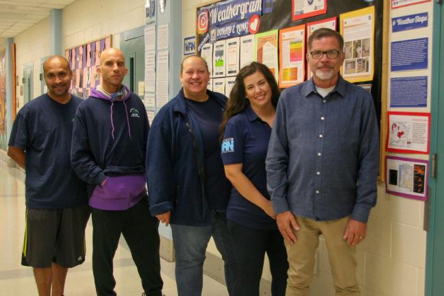 From left: Multnomah County juvenile custody services specialists Bladimir Cadena, Kenny Sparks and Karie Will, a Multnomah County evidence-based practice lead; Jennifer Hastings, Multnomah Education Service District science teacher and Todd Nicholson.