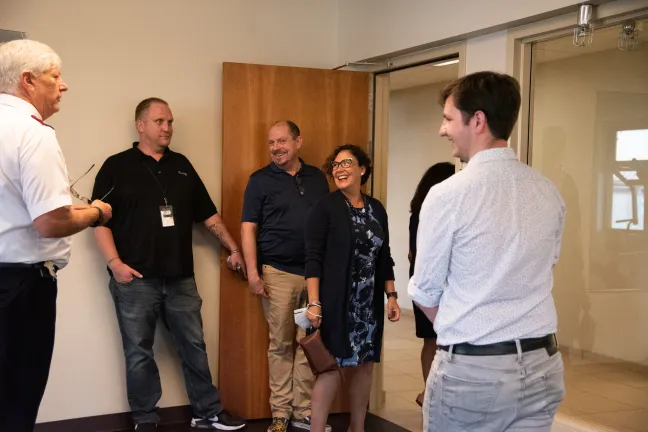 Commissioner Jessica Vega Pederson tours a new Salvation Army transitional housing center on Aug. 25.