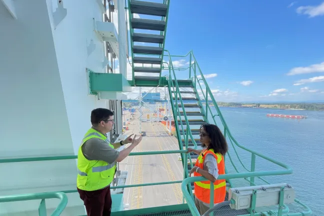 Commissioner Jayapal tours the Port of Portland's Terminal 6.