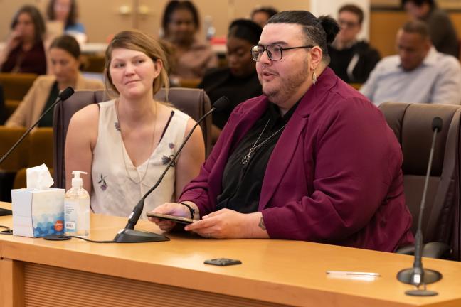 (Left to right):  Ashley Anne Crook, a domestic violence recovery mentor, and Alix Sanchez, Domestic and Sexual Violence Coordination Office director.