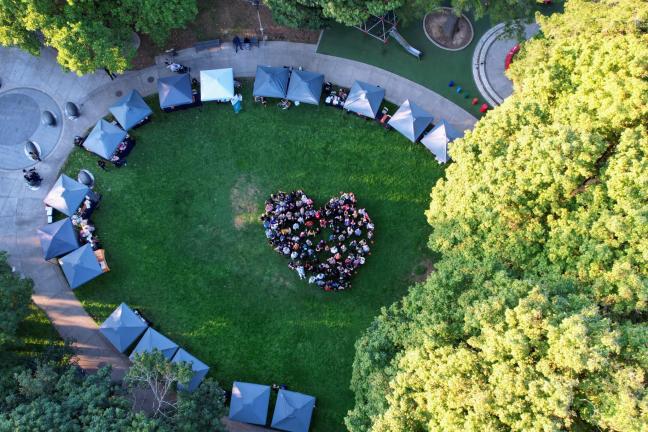 The “Reclaiming Black Joy” events began in June with an aerial photo of guests standing together to form the word “joy.” On Friday, it ended with attendees forming the shape of a heart.