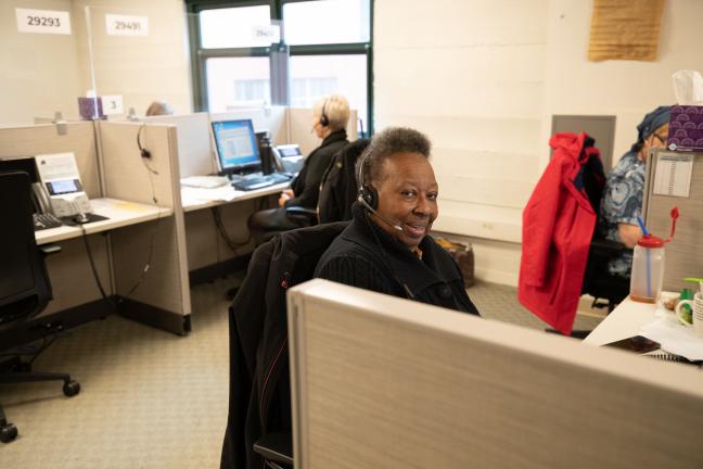 Delores Terry works on the Multnomah County Elections phone bank! 