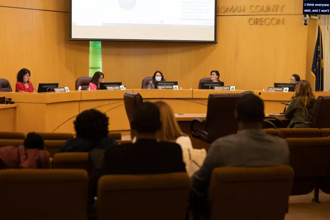Multnomah County Board of Commissioners during the final reading of the ordinance banning the sale of flavored tobacco and nicotine products