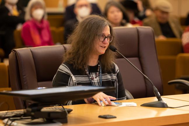 Auditor Jennifer McGuirk speaks at her swearing in ceremony