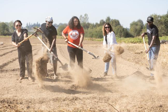 Groundbreaking ceremony at the CROPS Farm in Troutdale, Oregon with Mudbone Grown and Multnomah County