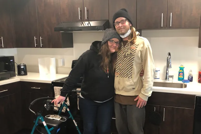 Gwyn and Daniel in their apartment