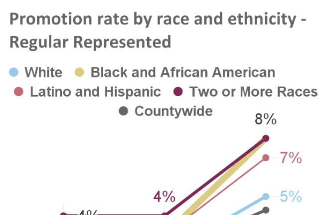 Promotion rate for FY 2020 through FY 2022 by race and ethnicity.