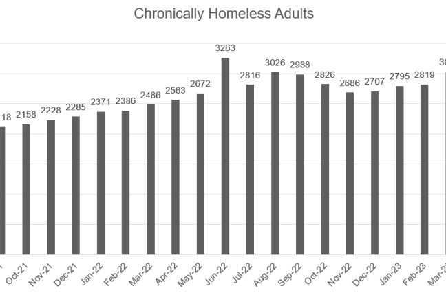 Run chart of monthly number of active chronically homeless adults