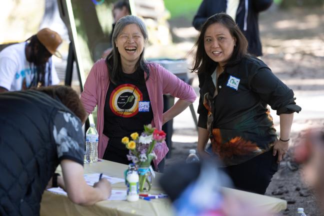 Pei-ru Wang, left, community partnerships and capacity building manager 