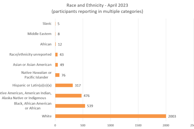 Graph of active chronically homeless adults by Race and Ethnicity