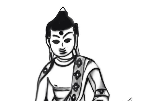 Unidentified woman had a tattoo of the Buddha on her right upper back, on her shoulder blade.