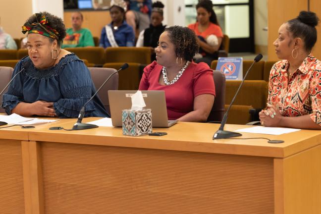 From left: Lakeitha Elliott, community engagement and policy advisor for the Chair’s Office, Chantell Reed, interim deputy director of the Health Department and Joy Fowler, Chief Diversity and Equity Officer.